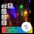 Aigostar - LED Udendørs julelyskæde 25xLED/8 funktioner 3xAA 2,5m IP44 multifarvede dråber
