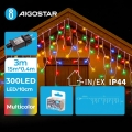 Aigostar - LED udendørs julelyskæde 300xLED/8 funktioner 18x0,4m IP44 multifarvet
