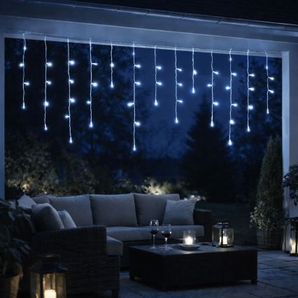 Aigostar - LED udendørs julelyskæde 300xLED/8 funktioner 3xAA 18x0,6 m IP44 kølig hvid