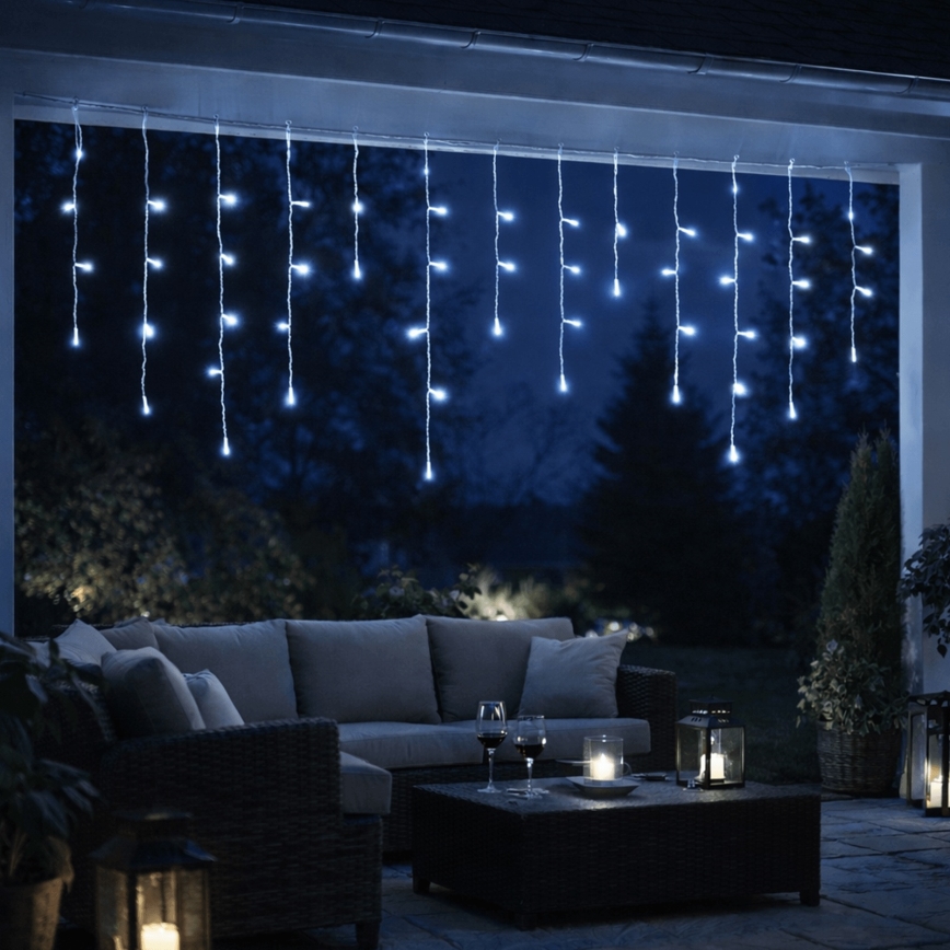 Aigostar - LED udendørs julelyskæde 300xLED/8 funktioner 3xAA 18x0,6 m IP44 kølig hvid