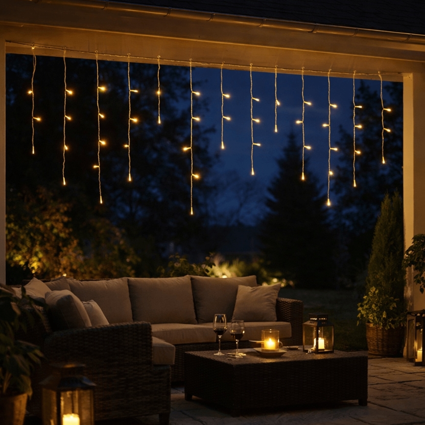 Aigostar - LED udendørs julelyskæde 300xLED/8 funktioner 3xAA 18x0,6 m IP44 varm hvid