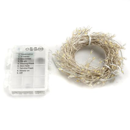 Aigostar - LED udendørs julelyskæde 300xLED/8 funktioner 3xAA 9,3m IP44 varm hvid