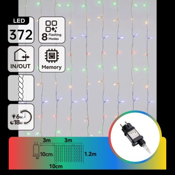 Aigostar - LED udendørs julelyskæde 372xLED/8 funktioner 6x1,2m IP44 multifarvet