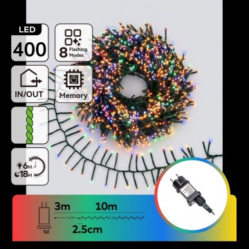 Aigostar - LED udendørs julelyskæde 400xLED/8 funktioner 13m IP44 multifarvet