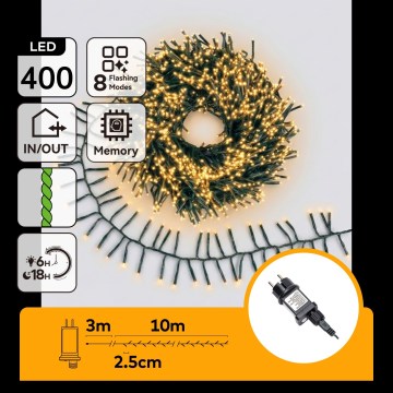 Aigostar - LED udendørs julelyskæde 400xLED/8 funktioner 13m IP44 varm hvid
