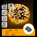Aigostar - LED udendørs julelyskæde 50 LED/8 funktioner 3xAA 5,3 m IP44 varmhvid