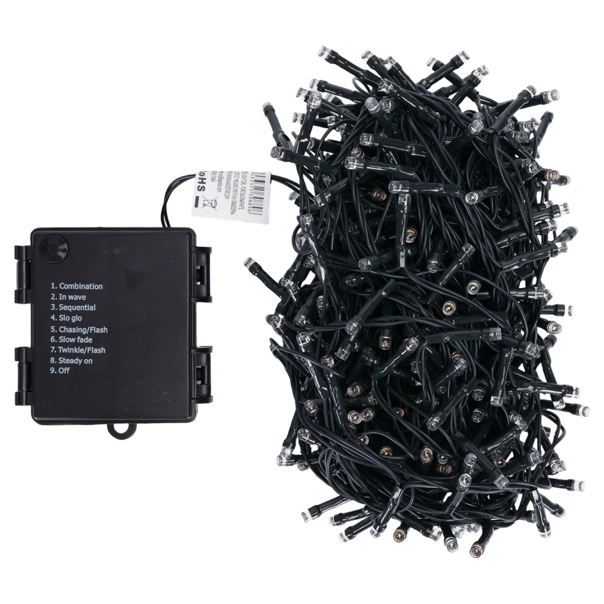 Aigostar - LED udendørs julelyskæde 500 LED/8 funktioner 4xAA 25,3 m IP44 multifarvet