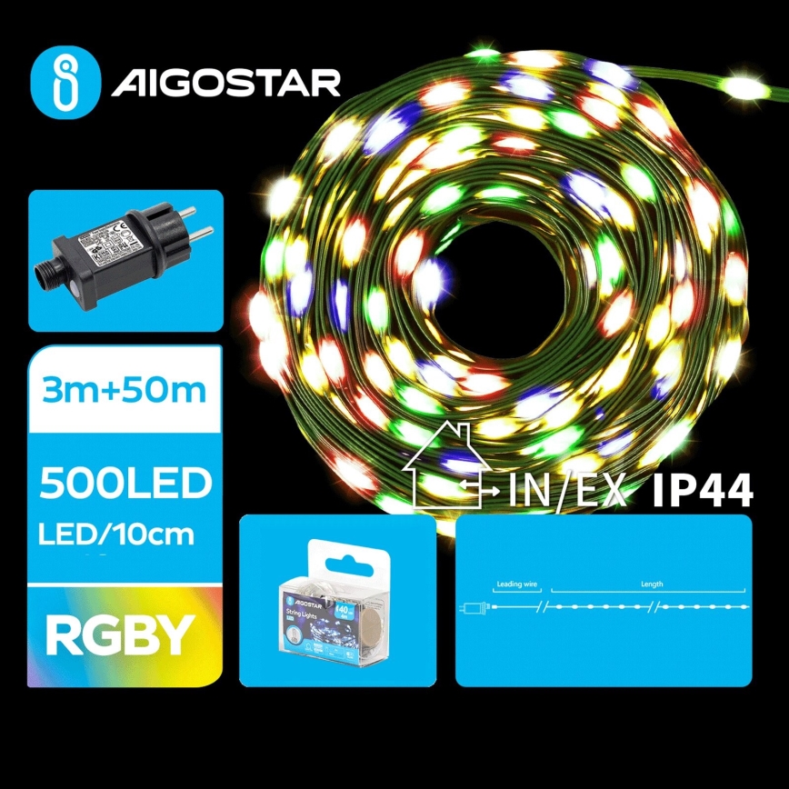 Aigostar - LED udendørs julelyskæde 500xLED/8 funktioner 53m IP44 multifarvet
