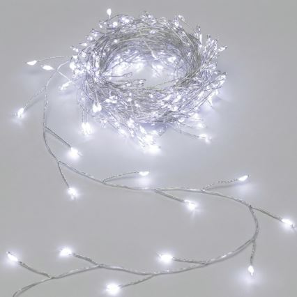 Aigostar - LED udendørs julelyskæde 50 LED / 8 funktioner 3xAA 1,8m IP44 kold hvid