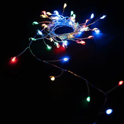 Aigostar - LED udendørs julelyskæde 50xLED/8 funktioner 3xAA 1,8m IP44 multifarvet