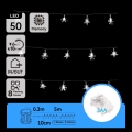 Aigostar - LED udendørs julelyskæde 50xLED/8 funktioner 3xAA 5 m IP44 kold hvid