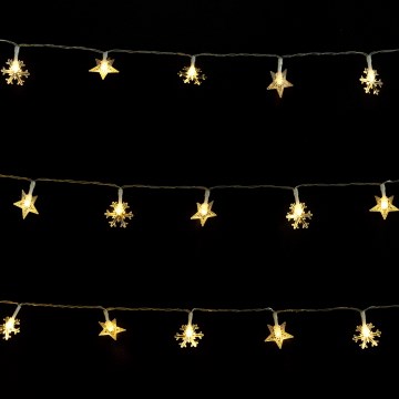 Aigostar - LED udendørs julelyskæde 50xLED/8 funktioner 3xAA 5m IP44 varm hvid stjerner