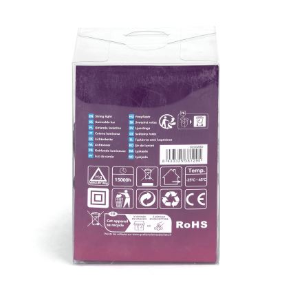 Aigostar - LED udendørs julelyskæde 50xLED/8 funktioner 8 m IP44 kold hvid