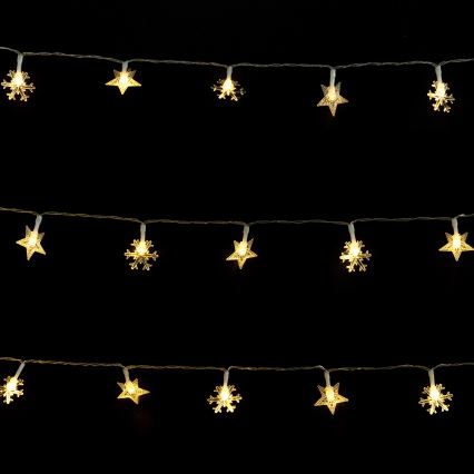 Aigostar - LED Udendørs julelyskæde 50xLED/8 funktioner 3xAA 5m IP44 varm hvid stjerner