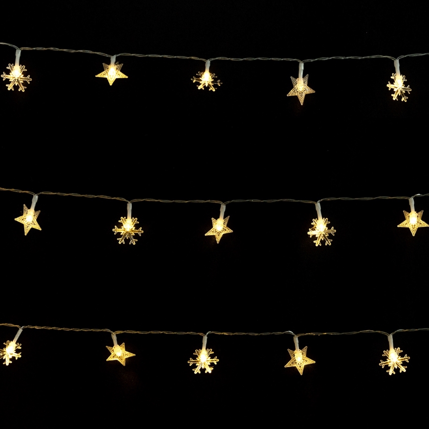 Aigostar - LED Udendørs julelyskæde 50xLED/8 funktioner 3xAA 5m IP44 varm hvid stjerner