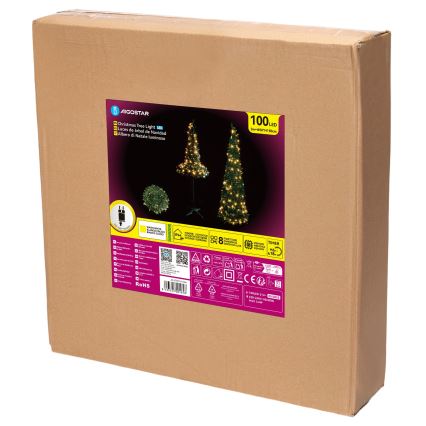 Aigostar - LED udendørs juletræ, 100 LED, 1,5 m, IP44, grøn, varm hvid