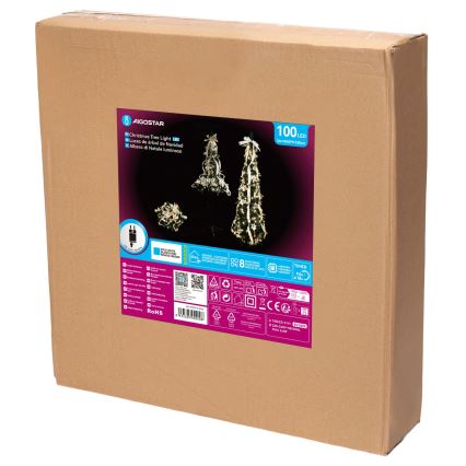 Aigostar - LED udendørs juletræ 100xLED 1,5m IP44 hvid/guld kold hvid