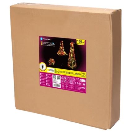 Aigostar - LED udendørs juletræ 150xLED 1,8m IP44 rød/guld varm hvid