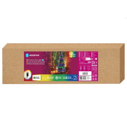 Aigostar - LED udendørs juletræ 165 LED/8 funktioner 1,5 m IP44 multifarvet