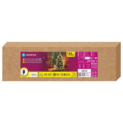 Aigostar - LED udendørs juletræ 165 LED/8 funktioner 1,5 m IP44 varmhvid