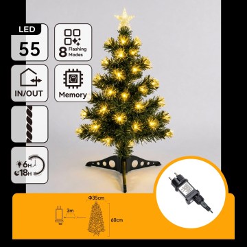 Aigostar - LED Udendørs juletræ 55xLED/8 funktioner 0,6 m IP44 varm hvid