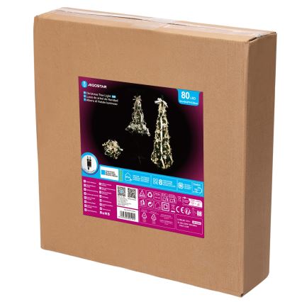 Aigostar - LED udendørs juletræ 80xLED 1,2m IP44 hvid/guld kold hvid