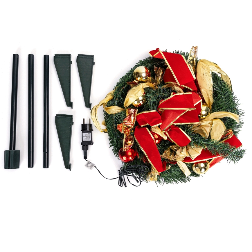 Aigostar - LED udendørs juletræ, 80 LED, 1,2 m, IP44, rød/guld, varm hvid