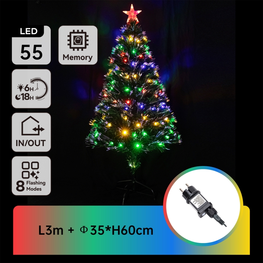 Aigostar - LED udendørs juletræ LED/3,6W/230V 60 cm IP44 multifarvet
