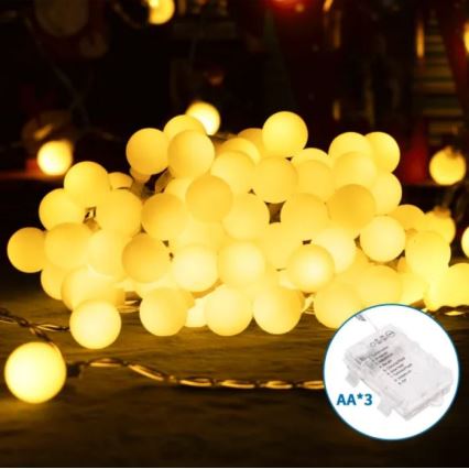 Aigostar - LED udendørs lyskæde 100xLED/3xAA/8 funktioner 10,3 m IP44 varm hvid