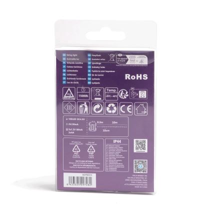 Aigostar - LED Udendørs  lyskæde 100xLED/8 funktioner/3xAA10,3m IP44 multifarvet