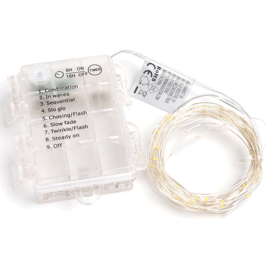 Aigostar - LED udendørs lyskæde 100xLED/8 funktioner 3xAA 10,3 m IP44 varm hvid