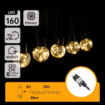 Aigostar - LED udendørs lyskæde 160xLED 10m IP44 varm hvid