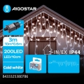 Aigostar - LED Udendørs lyskæde 200xLED/8 funktioner 13x0,6m IP44 kølig hvid
