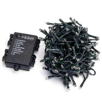 Aigostar - LED-udendørs lyskæde 200 LED / 8 funktioner 3 x AA-batterier 10,3 m IP44 varm hvid