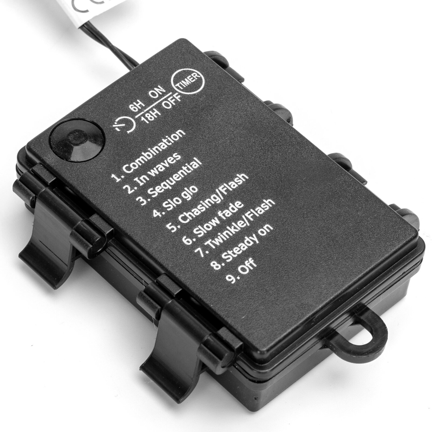 Aigostar - LED-udendørs lyskæde 200 LED / 8 funktioner 3 x AA-batterier 10,3 m IP44 varm hvid