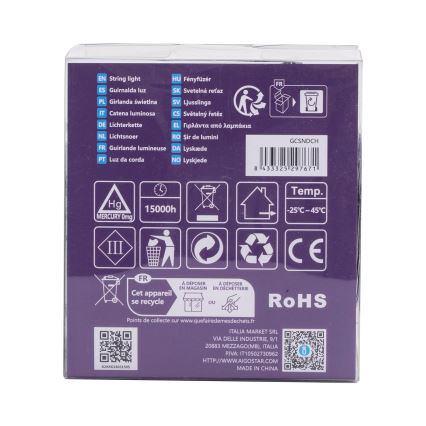 Aigostar - LED-udendørs lyskæde 200 LED / 8 funktioner 3 x AA-batterier 10,3 m IP44 varm hvid