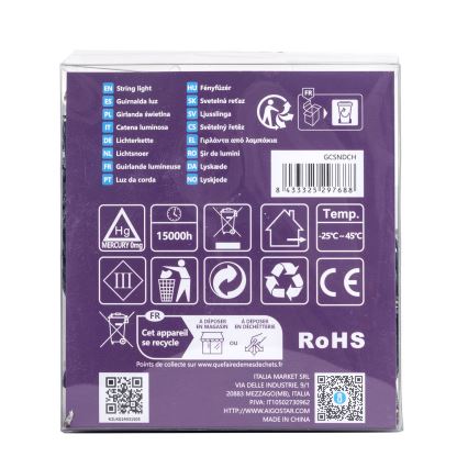 Aigostar-LED udendørs lyskæde 300 LED/8 funktioner 3xAA 15,3 m IP44 varm hvid
