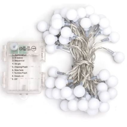 Aigostar - LED udendørs lyskæde 50xLED/3xAA/8 funktioner 5,3 m IP44 kold hvid