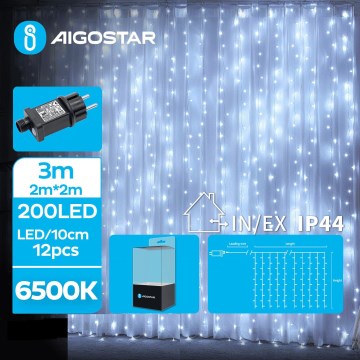 Aigostar - LED udendørs lyskæde til jul, 200 LED, 8 funktioner, 5x2m, IP44, kold hvid