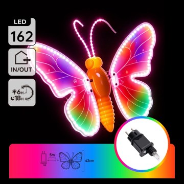Aigostar - LED Udendørsdekoration 162xLED 42 cm IP44 sommerfugl/multifarvet