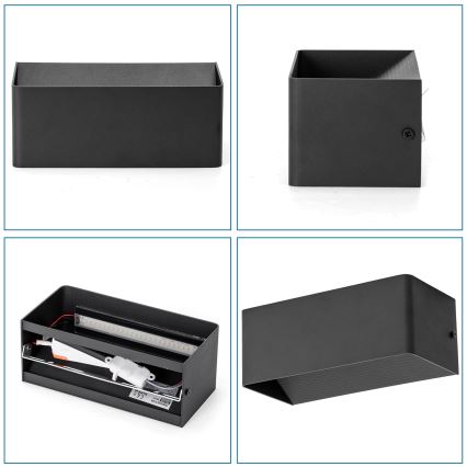 Aigostar - LED væglampe LED/12,5W/230V 20x10 cm sort