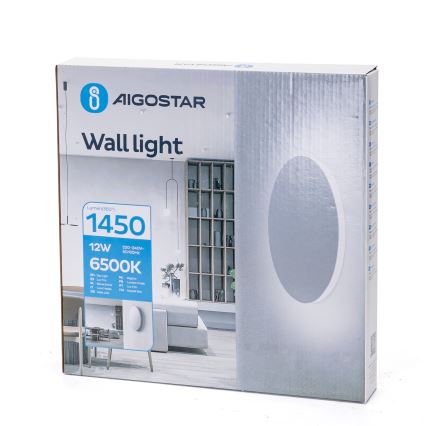 Aigostar - LED væglampe LED/12W/230V 6500K 25 cm hvid