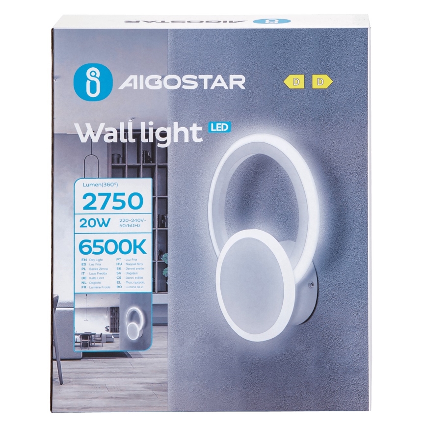 Aigostar - LED væglampe LED/20W/230V 6500K hvid