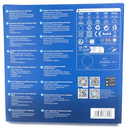 Aigostar - LED væglampe m. RGBW-farver dæmpbar MESH Smart LED/12W/230V + fjernbetjening sort