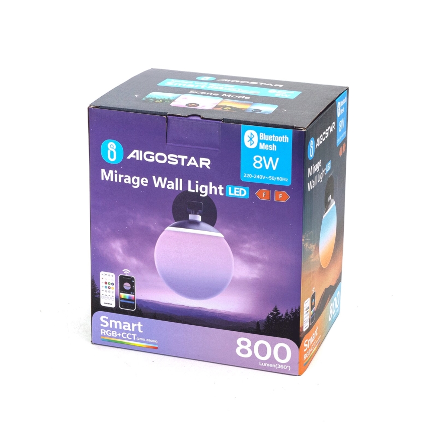 Aigostar - LED væglampe m. RGBW-farver dæmpbar MESH Smart LED/8W/230V + fjernbetjening