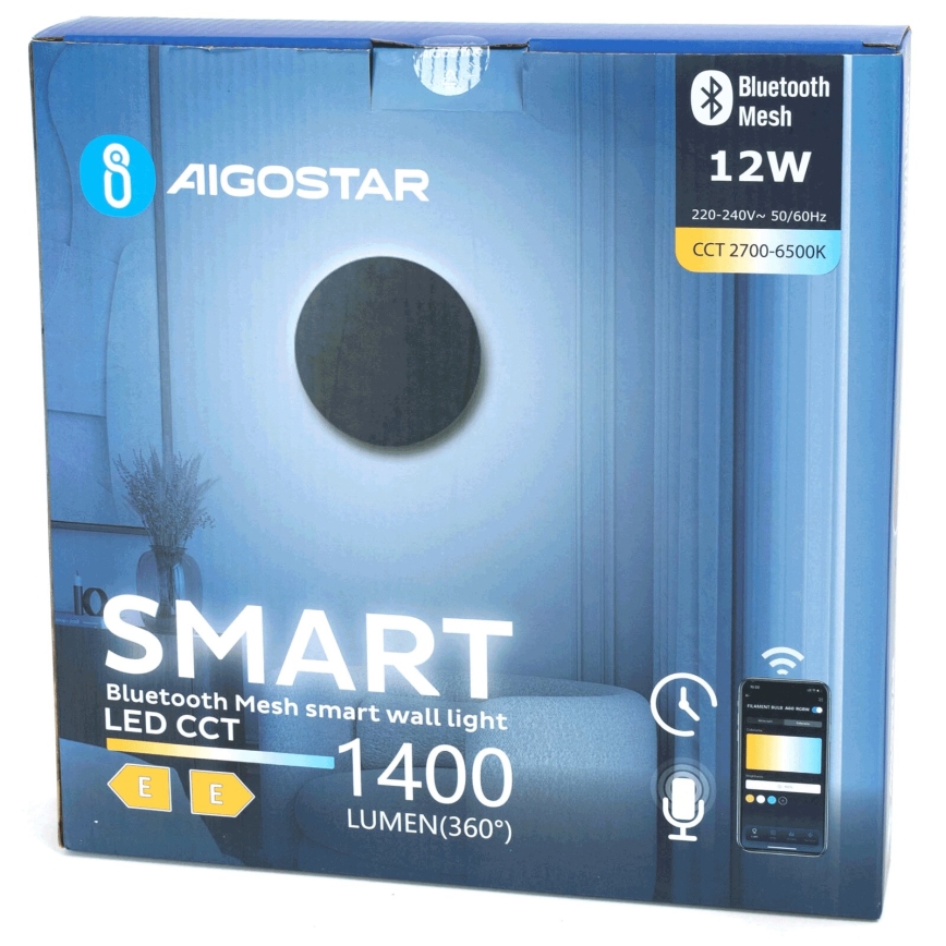 Aigostar - LED vægspot dæmpbar MESH Smart LED/12W/230V 2700-6500K sort