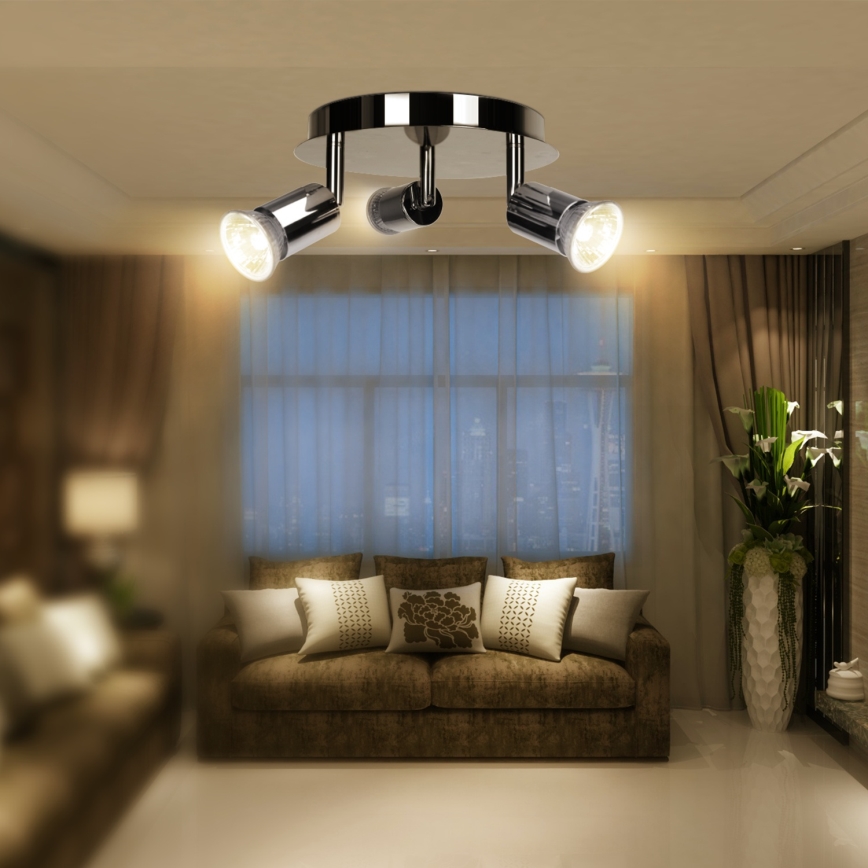 Aigostar - Loftspot 3xGU10/60W/230V blank krom