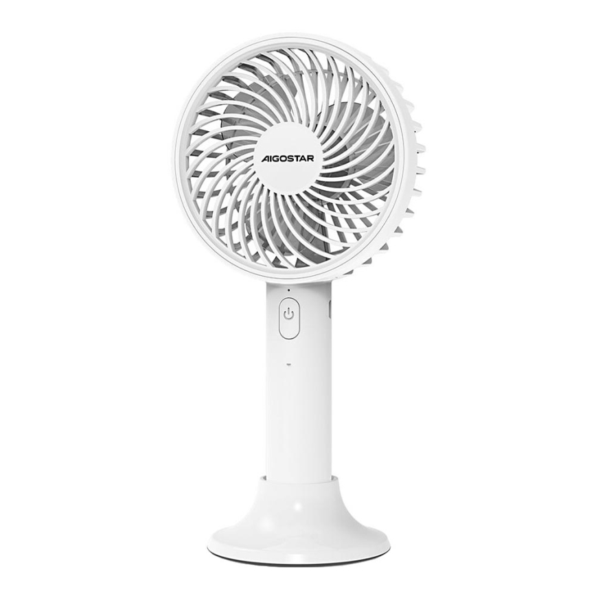 Aigostar - Lommeventilator genopladelig 3W/5V 1500mAh USB hvid