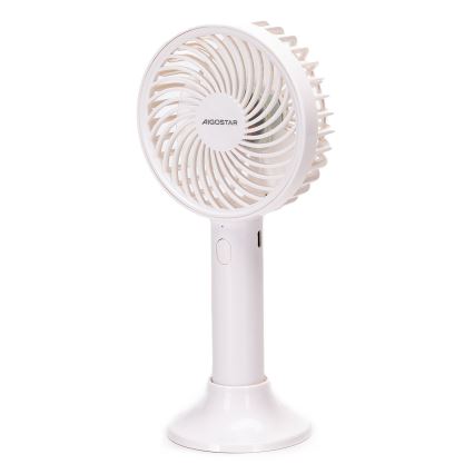 Aigostar - Lommeventilator genopladelig 3W/5V 1500mAh USB hvid