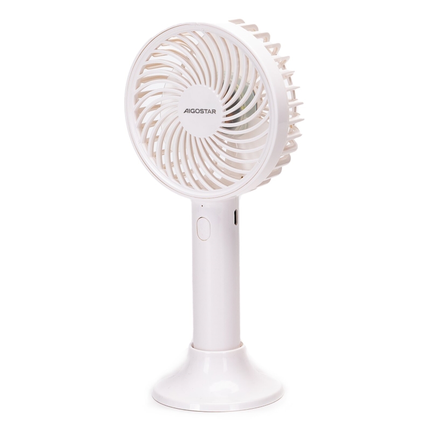 Aigostar - Lommeventilator genopladelig 3W/5V 1500mAh USB hvid